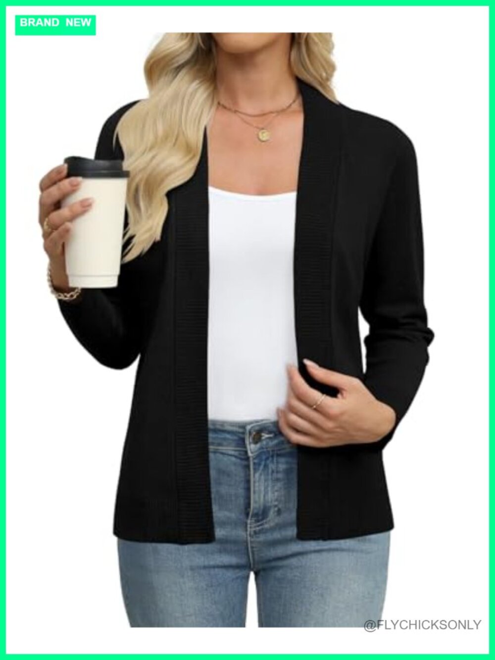 Women's Lightweight Open Front Cardigan Long Sleeve Sheer Knit Sweater